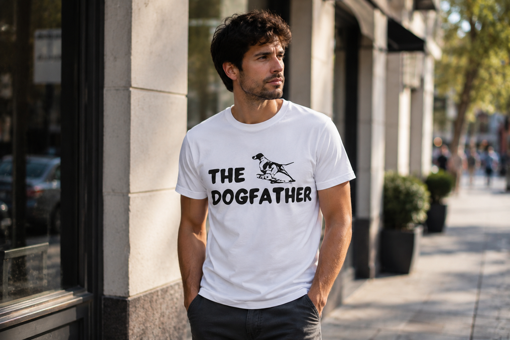 Dogfather white themed t shirt